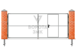 Распашные ворота 2250×2000 каркас со столбами ЗМК-4995